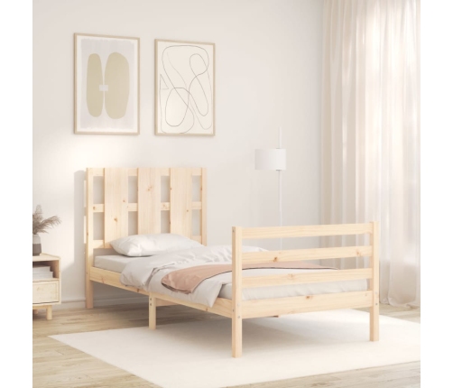 Estructura de cama con cabecero madera maciza 90x200 cm