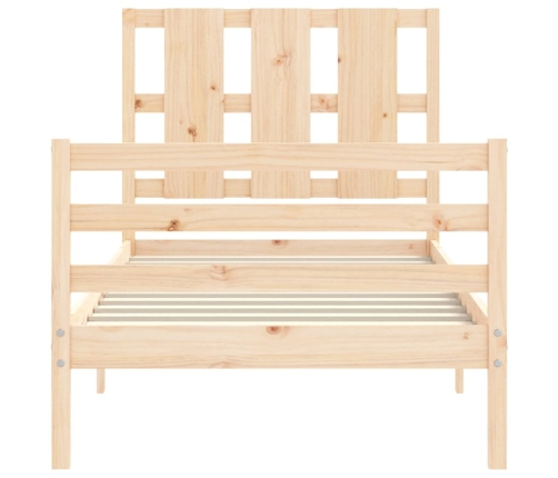 Estructura de cama con cabecero madera maciza 90x200 cm