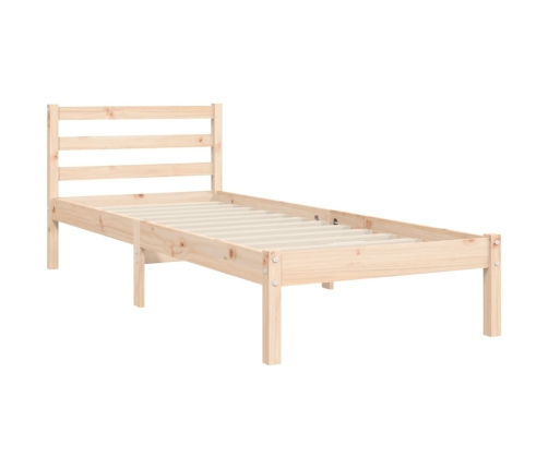 Estructura de cama con cabecero madera maciza 90x200 cm