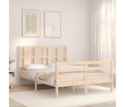 Estructura de cama con cabecero madera maciza 120x200 cm