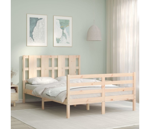 Estructura de cama con cabecero madera maciza 120x200 cm