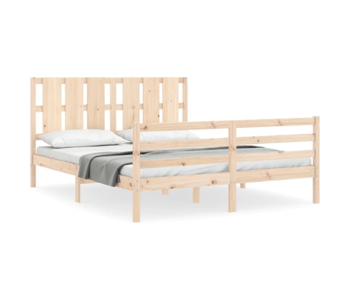 Estructura de cama con cabecero madera maciza 160x200 cm