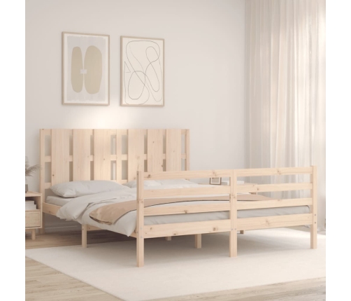 Estructura de cama con cabecero madera maciza 160x200 cm