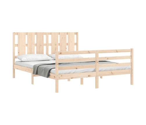 Estructura de cama con cabecero madera maciza 160x200 cm