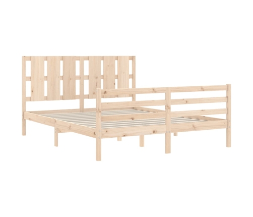 Estructura de cama con cabecero madera maciza 160x200 cm