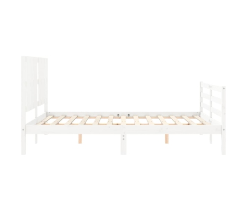 Estructura de cama con cabecero madera maciza blanco 160x200 cm