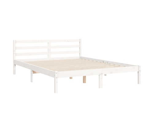 Estructura de cama con cabecero madera maciza blanco 160x200 cm