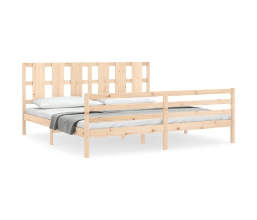 Estructura de cama con cabecero madera maciza 200x200 cm