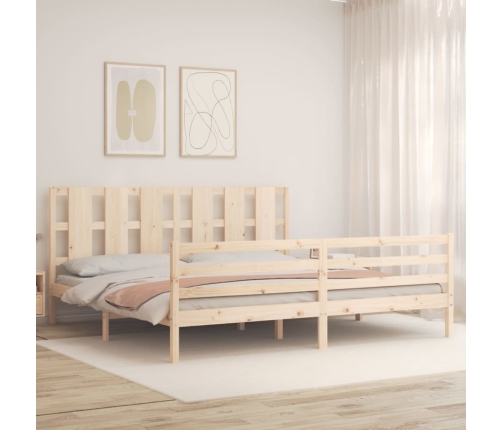 Estructura de cama con cabecero madera maciza 200x200 cm