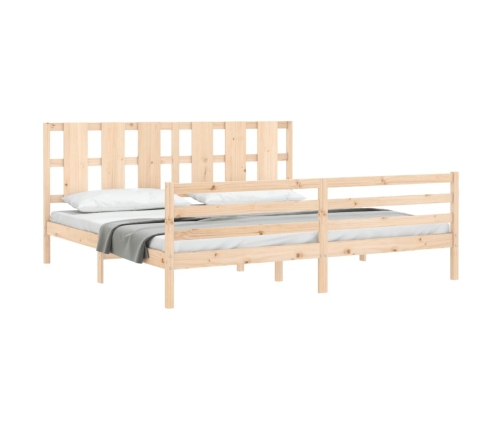 Estructura de cama con cabecero madera maciza 200x200 cm