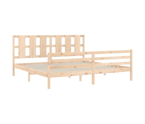 Estructura de cama con cabecero madera maciza 200x200 cm