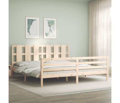 Estructura de cama con cabecero madera maciza 200x200 cm