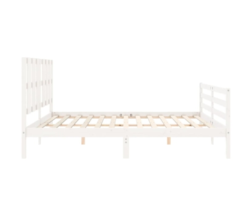 Estructura de cama con cabecero madera maciza blanco 200x200 cm