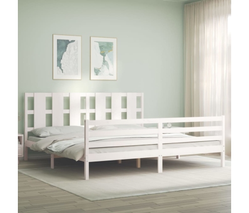 Estructura de cama con cabecero madera maciza blanco 200x200 cm