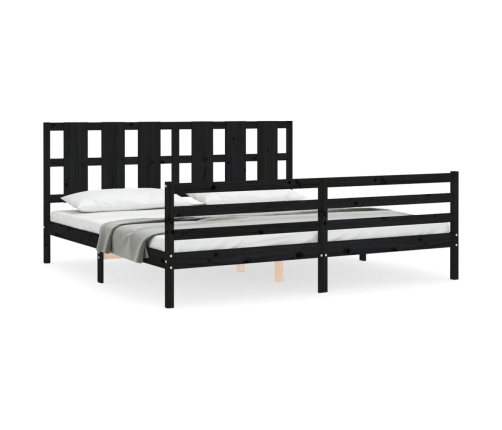 vidaXL Estructura de cama con cabecero madera maciza negro 200x200 cm