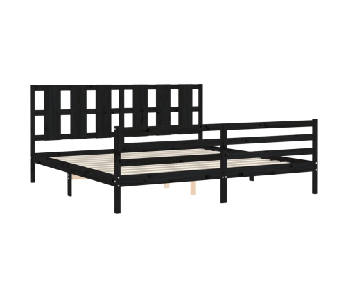 vidaXL Estructura de cama con cabecero madera maciza negro 200x200 cm