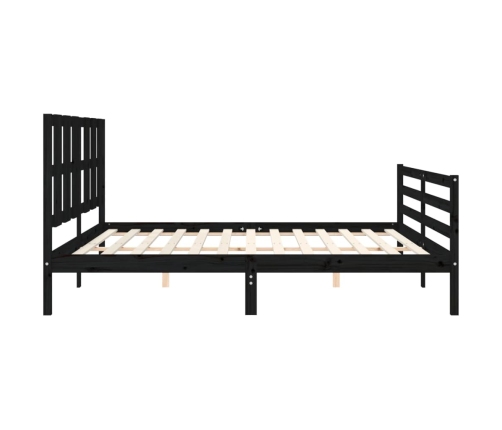 vidaXL Estructura de cama con cabecero madera maciza negro 200x200 cm