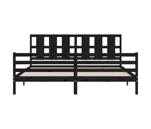 vidaXL Estructura de cama con cabecero madera maciza negro 200x200 cm