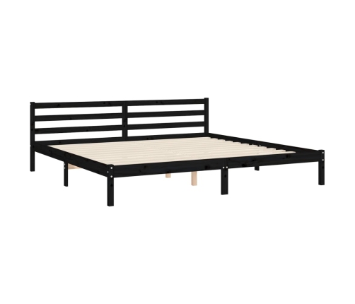 vidaXL Estructura de cama con cabecero madera maciza negro 200x200 cm