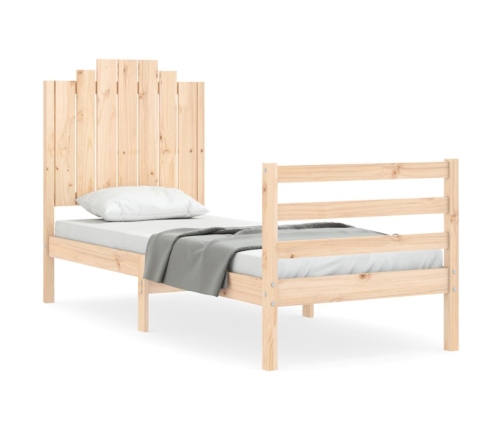 Estructura de cama individual con cabecero madera maciza