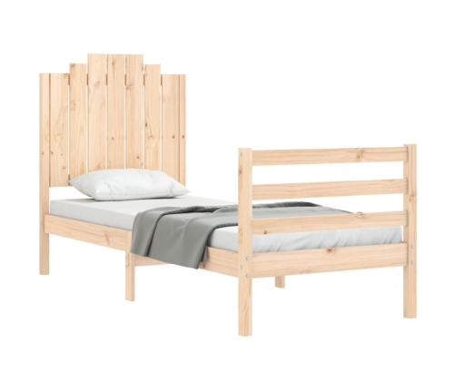 Estructura de cama individual con cabecero madera maciza