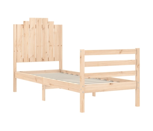 Estructura de cama individual con cabecero madera maciza