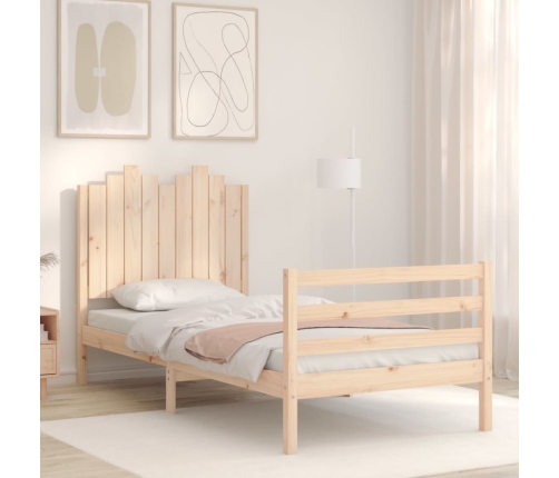 Estructura de cama con cabecero madera maciza