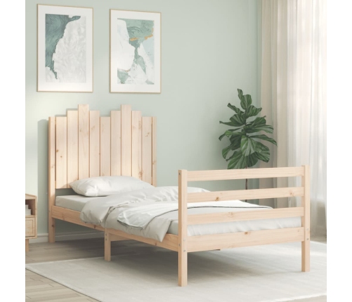 Estructura de cama con cabecero madera maciza