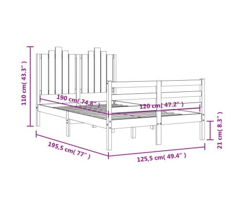 Estructura de cama matrimonio con cabecero madera marrón miel