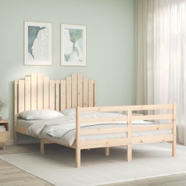 Estructura de cama de matrimonio con cabecero madera maciza