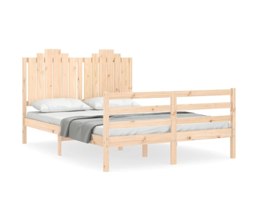Estructura de cama con cabecero madera maciza 140x190 cm