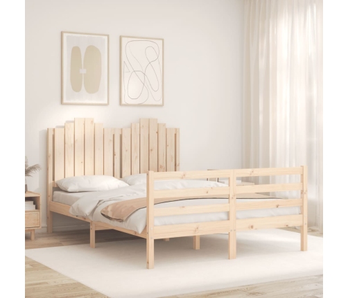Estructura de cama con cabecero madera maciza 140x190 cm