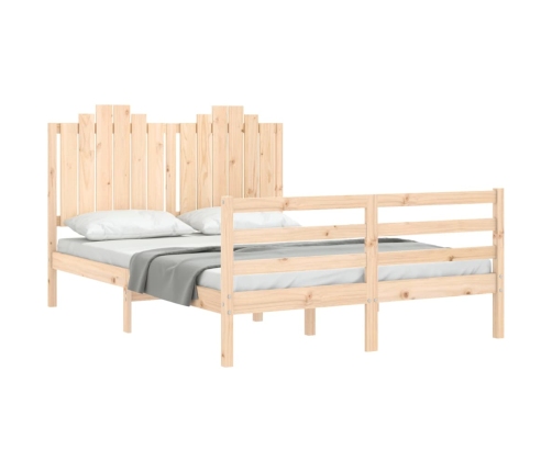 Estructura de cama con cabecero madera maciza 140x190 cm