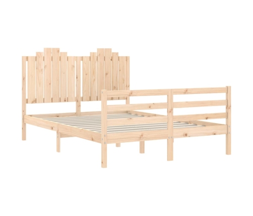 Estructura de cama con cabecero madera maciza 140x190 cm