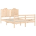 Estructura de cama con cabecero madera maciza 140x190 cm