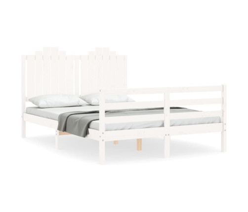 Estructura de cama con cabecero madera maciza blanco 140x190 cm