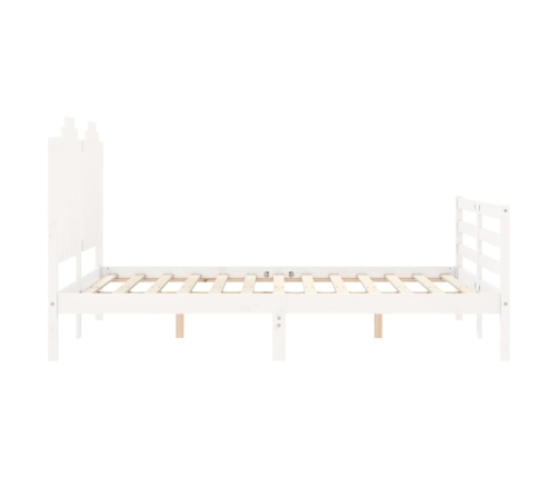 Estructura de cama con cabecero madera maciza blanco 140x190 cm