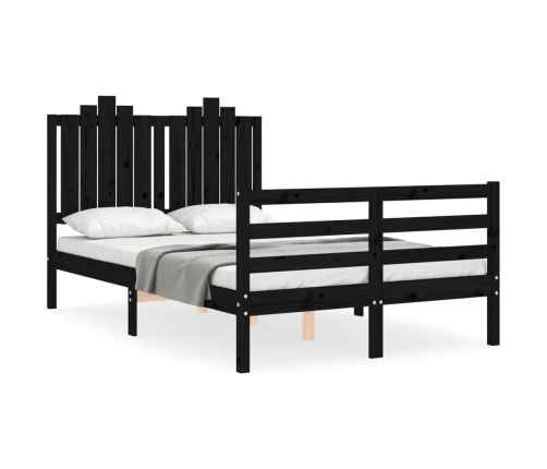 vidaXL Estructura de cama con cabecero madera maciza negro 120x200 cm