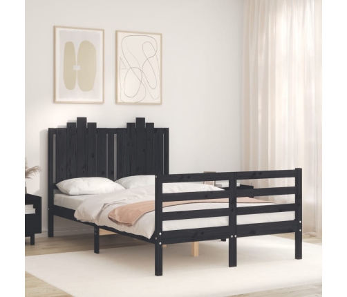 vidaXL Estructura de cama con cabecero madera maciza negro 120x200 cm