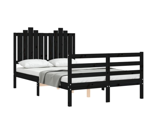 vidaXL Estructura de cama con cabecero madera maciza negro 120x200 cm