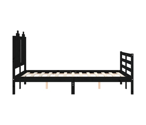 vidaXL Estructura de cama con cabecero madera maciza negro 120x200 cm