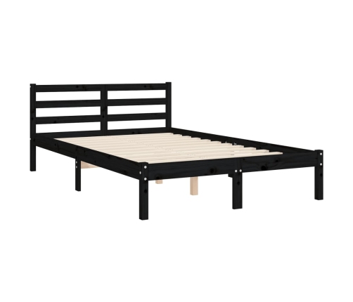 vidaXL Estructura de cama con cabecero madera maciza negro 120x200 cm