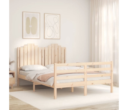 Estructura de cama con cabecero madera maciza 140x200 cm