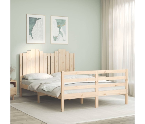 Estructura de cama con cabecero madera maciza 140x200 cm