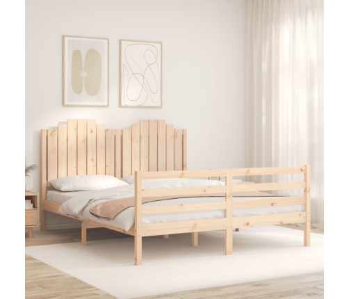 Estructura de cama con cabecero madera maciza 160x200 cm