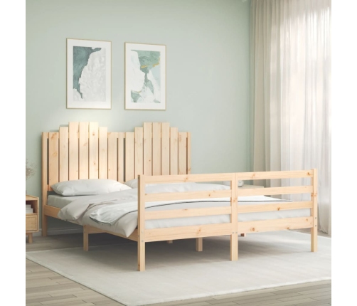 Estructura de cama con cabecero madera maciza 160x200 cm