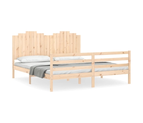 Estructura de cama de matrimonio con cabecero madera maciza