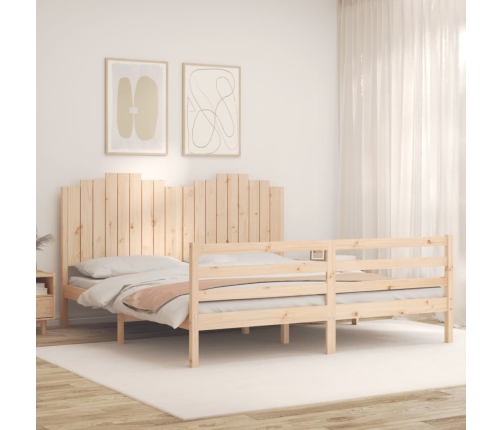 Estructura de cama de matrimonio con cabecero madera maciza