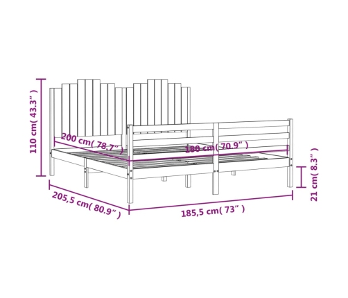 Estructura de cama de matrimonio con cabecero madera maciza