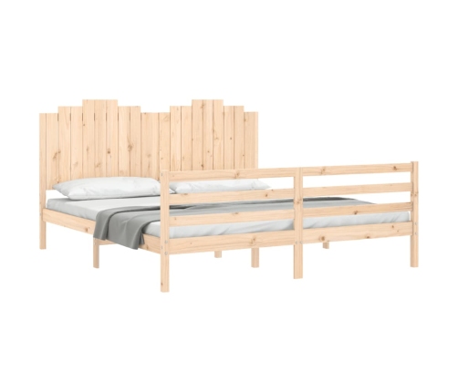 Estructura de cama de matrimonio con cabecero madera maciza